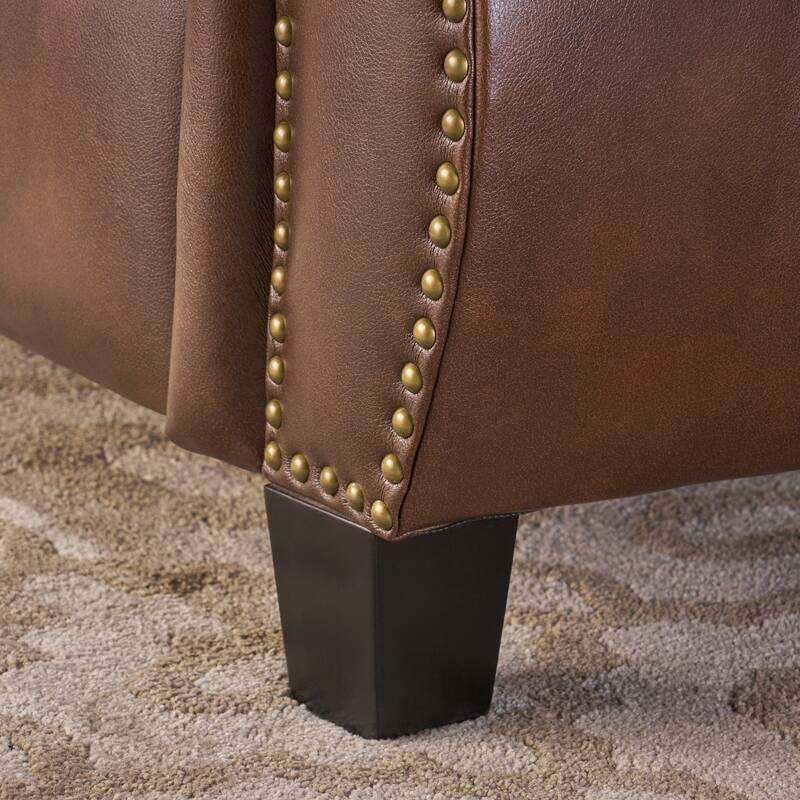 Pushback Recliner Chair, Faux Leather Armchair Push Back Recliner with Rivet Decoration Single Sofa Accent Chair