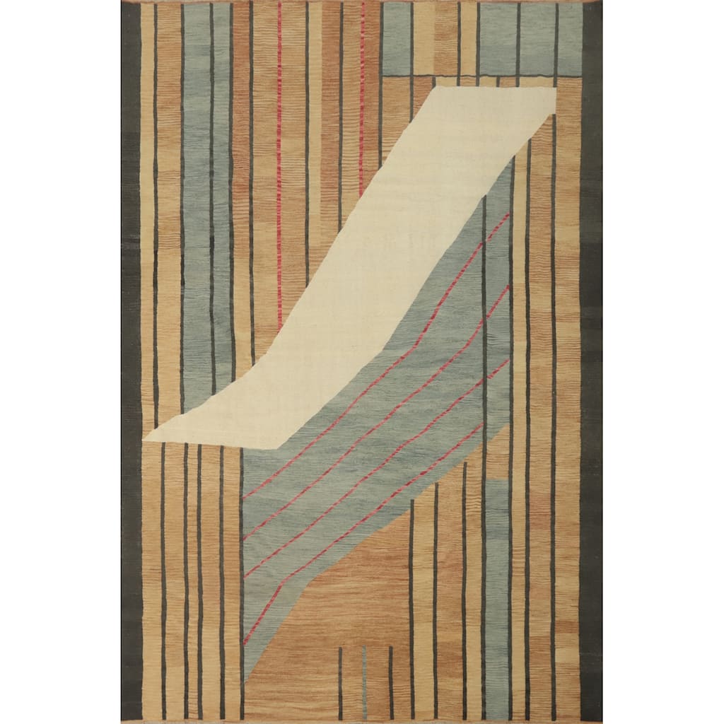 Hand Woven Oriental 100% Wool Carpet Southwestern Modern Multi-Colored Kilim Area Rug - 12' 10'' X 10' 4''