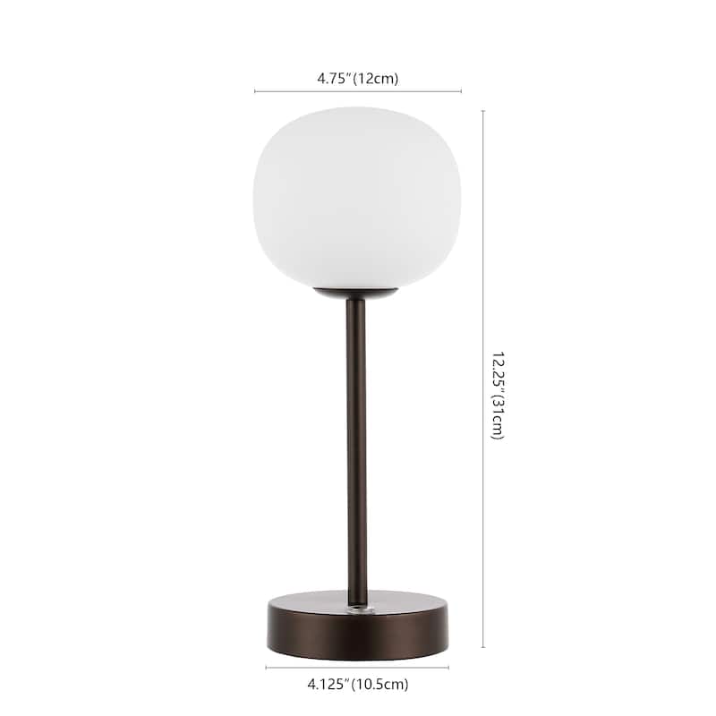 Xavier 12.25" Modern Minimalist Iron Wireless Rechargeable Integrated LED Table Lamp, Nickel/White by JONATHAN Y