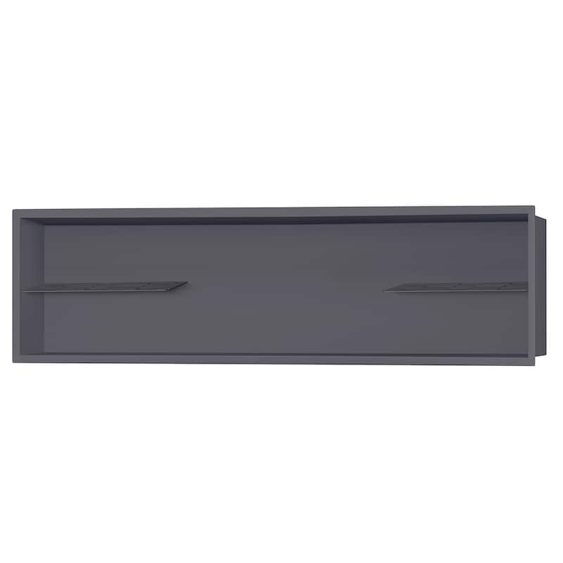 12-in x 48-in Ultra-thin Frame Recessed Stainless Steel Shower Niche with 2-Accessory Shelves Gun Metal Black