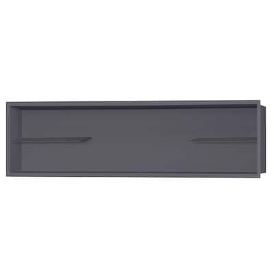 12-in x 48-in Ultra-thin Frame Recessed Stainless Steel Shower Niche with 2-Accessory Shelves Gun Metal Black