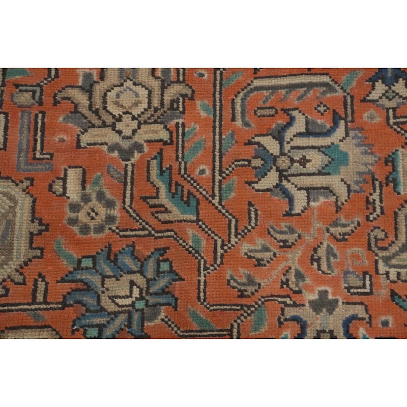 Hand Knotted Oriental 100% Wool Carpet Traditional Floral Oranges & Rust Tabriz Area Rug - 12' 8'' X 9' 7''