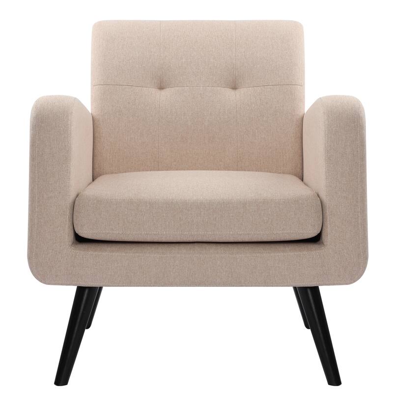 Mid Century Fabric Modern Accent Chair Armchair - Beige