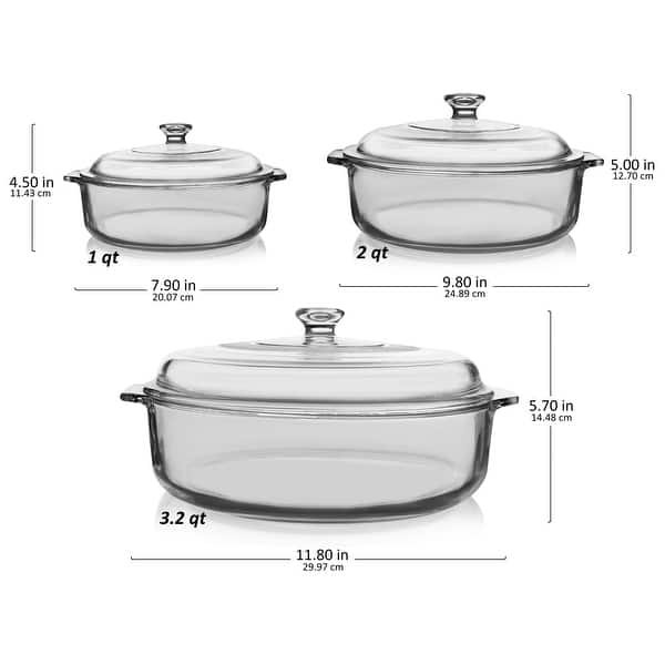 Libbey Baker's Basics 3-Piece Glass Casserole Baking Dish Set with Glass Covers