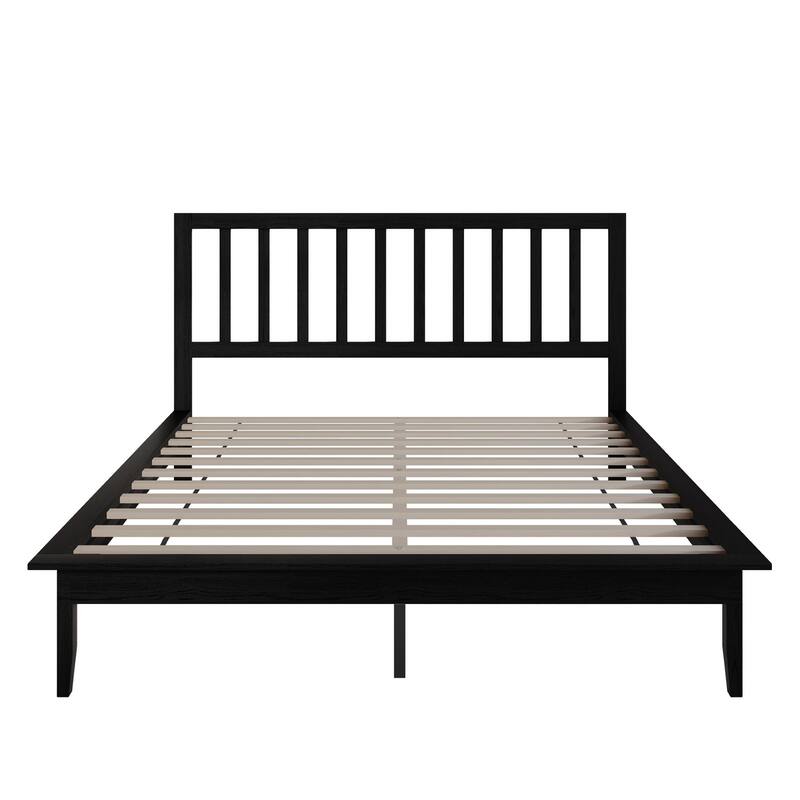 Clayfell Lancaster Platform Bed Frame with Slatted Headboard, No box spring required, Easy Assembly