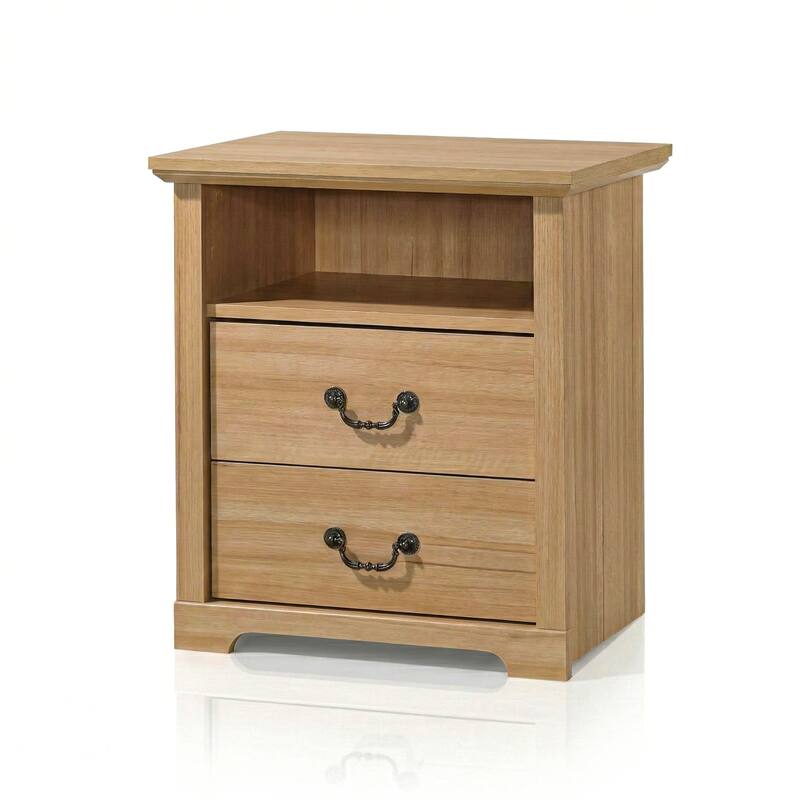 247 Shop At Home Marie 2-Drawer Nightstand with Open Storage Shelf