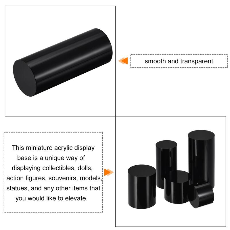 Black Acrylic Solid Cylinder Round Display Riser, 3.9 Inches x 1.6 Inches