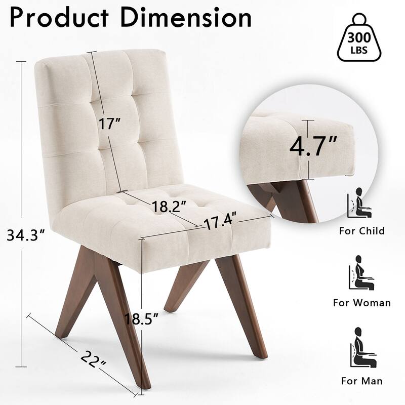 Mid Century Modern Dining Chair Set of 2