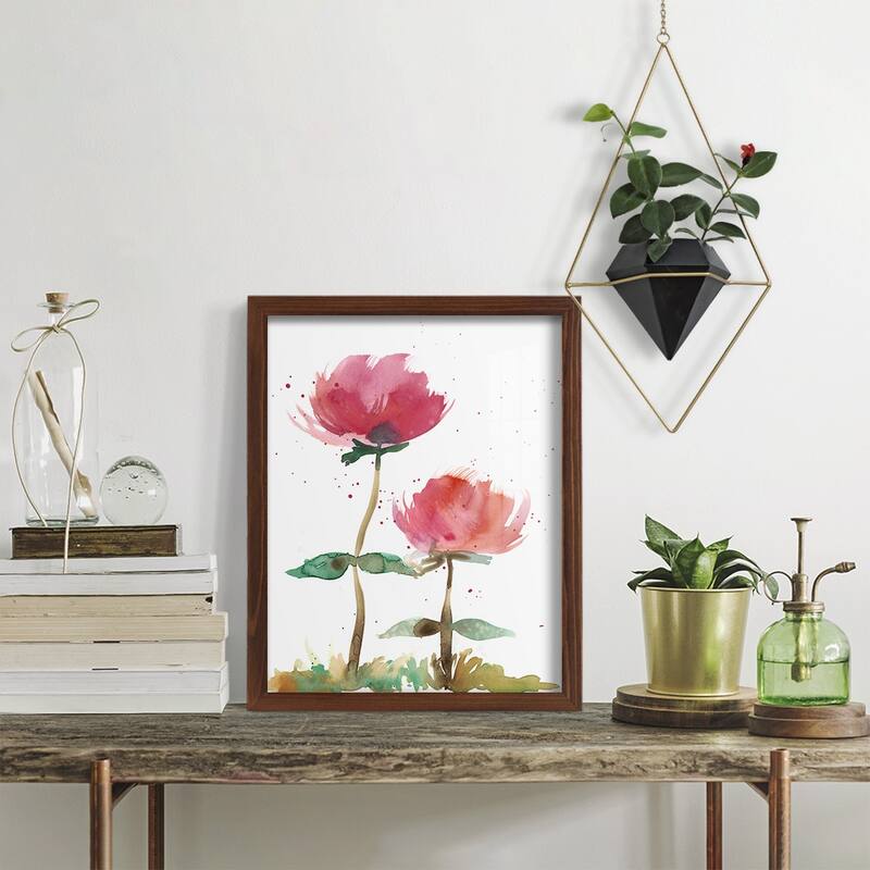 Pink Fleurs I -Framed Print w/glass-Cherry Red