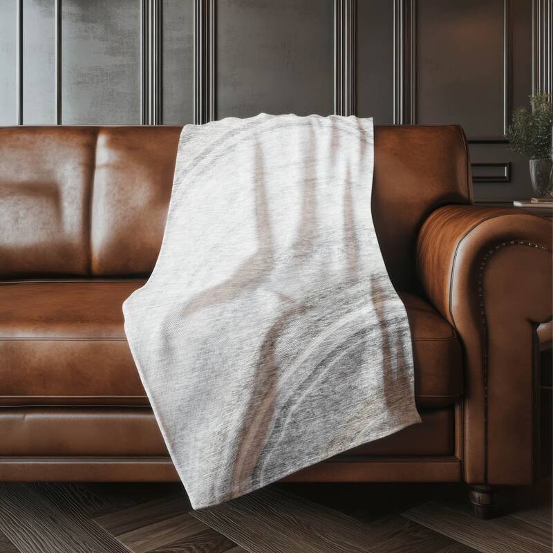 Premium Machine Washable Contemporary Wave Sherpa Throw Blanket - Gray - 4'2" x 5'10"