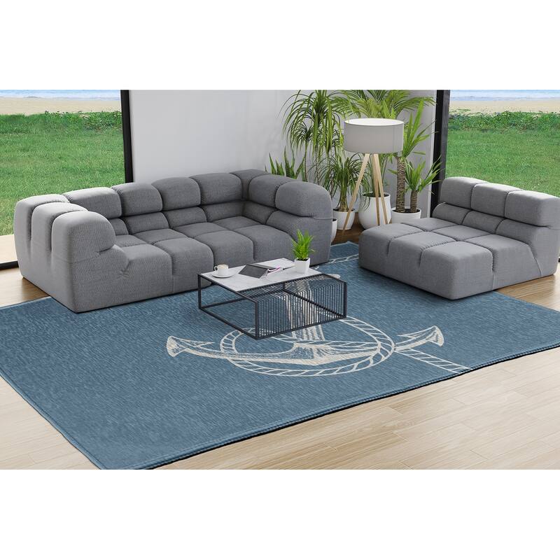 Anchored Nautical Chenille Rug