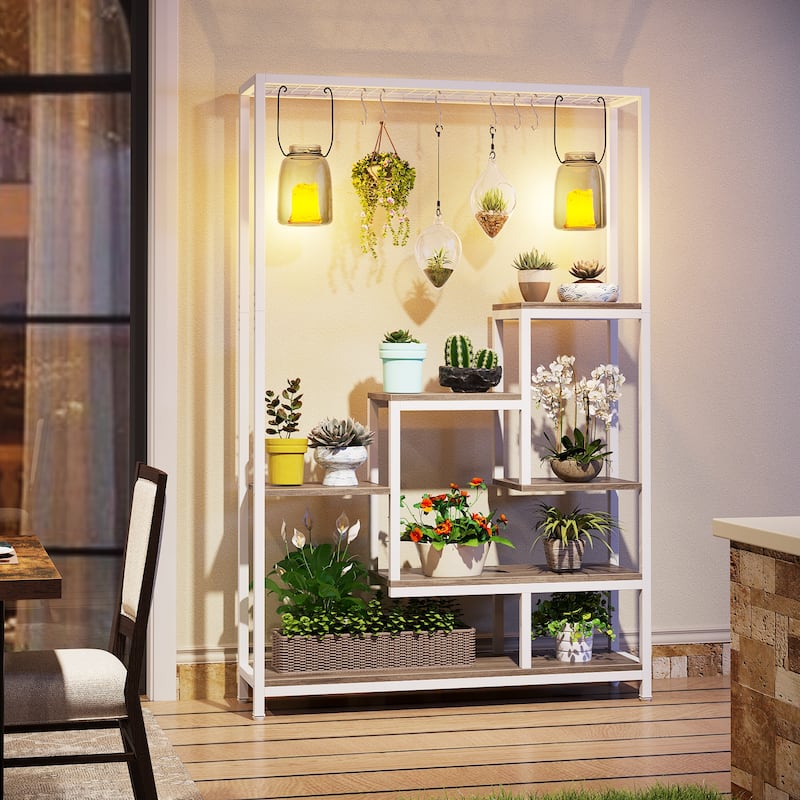 70.9 Inches Tall Indoor Plant Stand with 10PC S Hanging Hooks