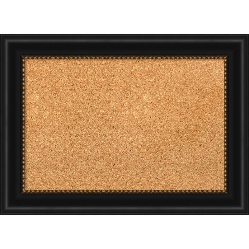 Manhattan Black Framed Cork Bulletin Memo Board - 22-Inch x 16-Inch