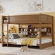 preview thumbnail 19 of 22, Bunk Bed with Built-in Storage Cabinets and Charging Station,Queen Over Queen Wheat
