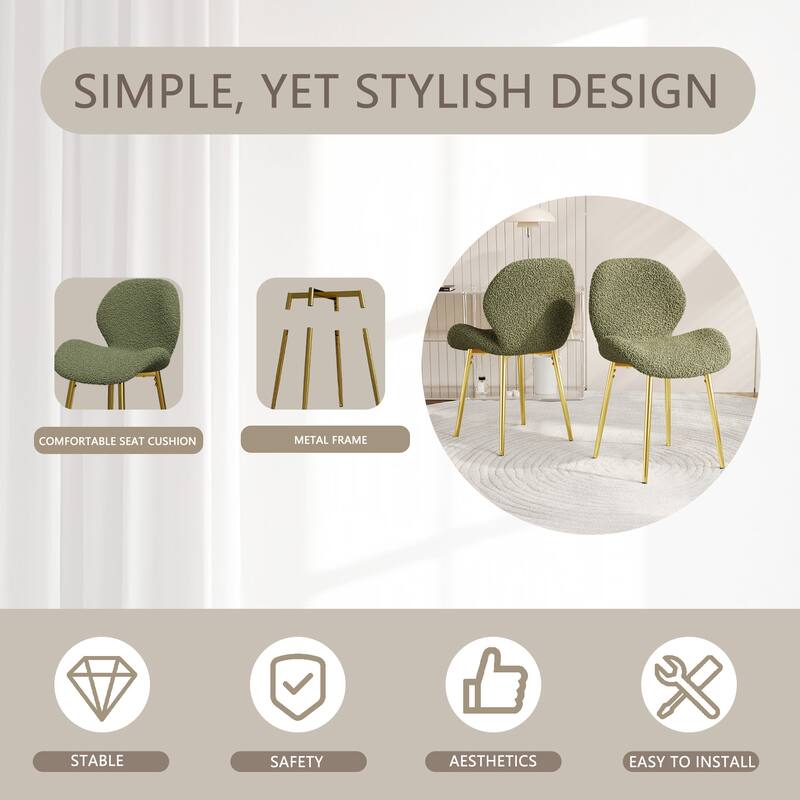 Minimalist Teddy Velvet 2 Piece Kitchen Dining Chair with Backrest, Gold Metal Legs for Dining Room Living Room Office Bedroom