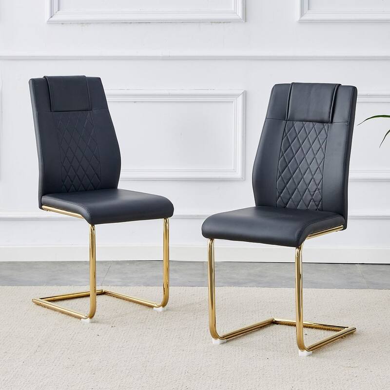 PU Leather Upholstered Dining Chair with Metal Feet