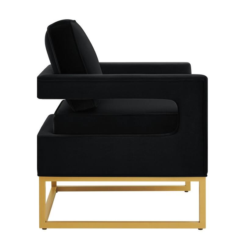 Modern Velvet Upholstered Accent Chair with Gold Metal Base