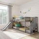 preview thumbnail 4 of 39, Max and Lily Classic Low Bunk with Stairs and Easy Slide Grey