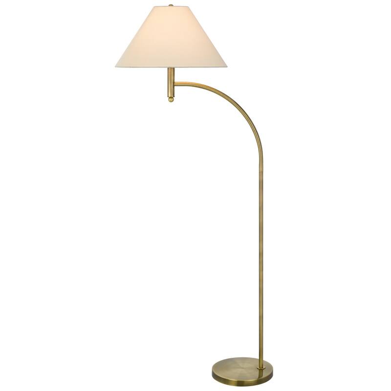150W 3 way Groton metal mini arc floor lamp with hardback fabric shade - One Size