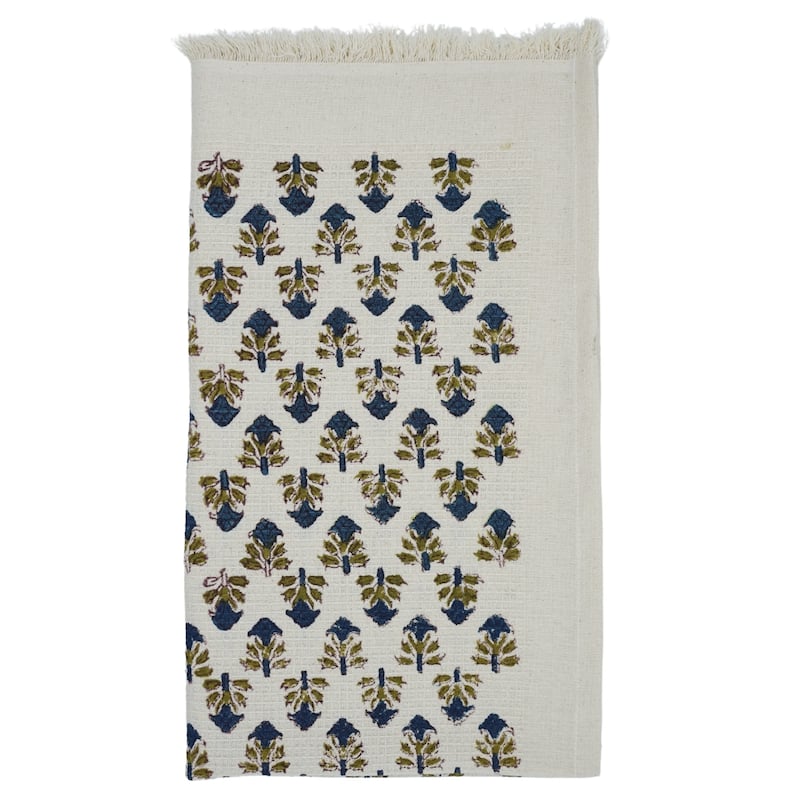 Fabdivine Handmade Floral Block Print Kitchen or Bath Room Hand Towels Home or Office Accent