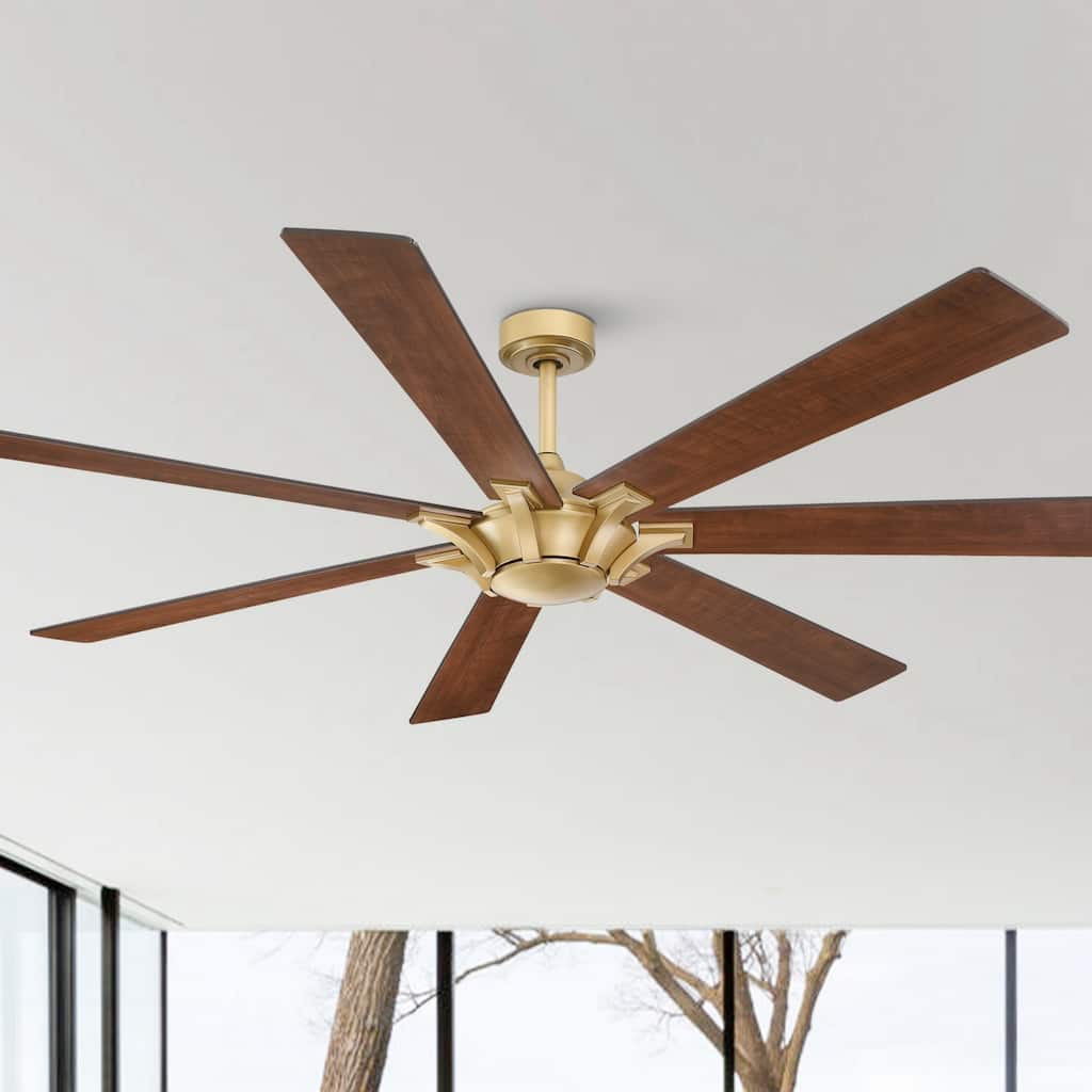 72" Modern Gold Reversible 7-Blade Larger Windmill Ceiling Fan with Remote