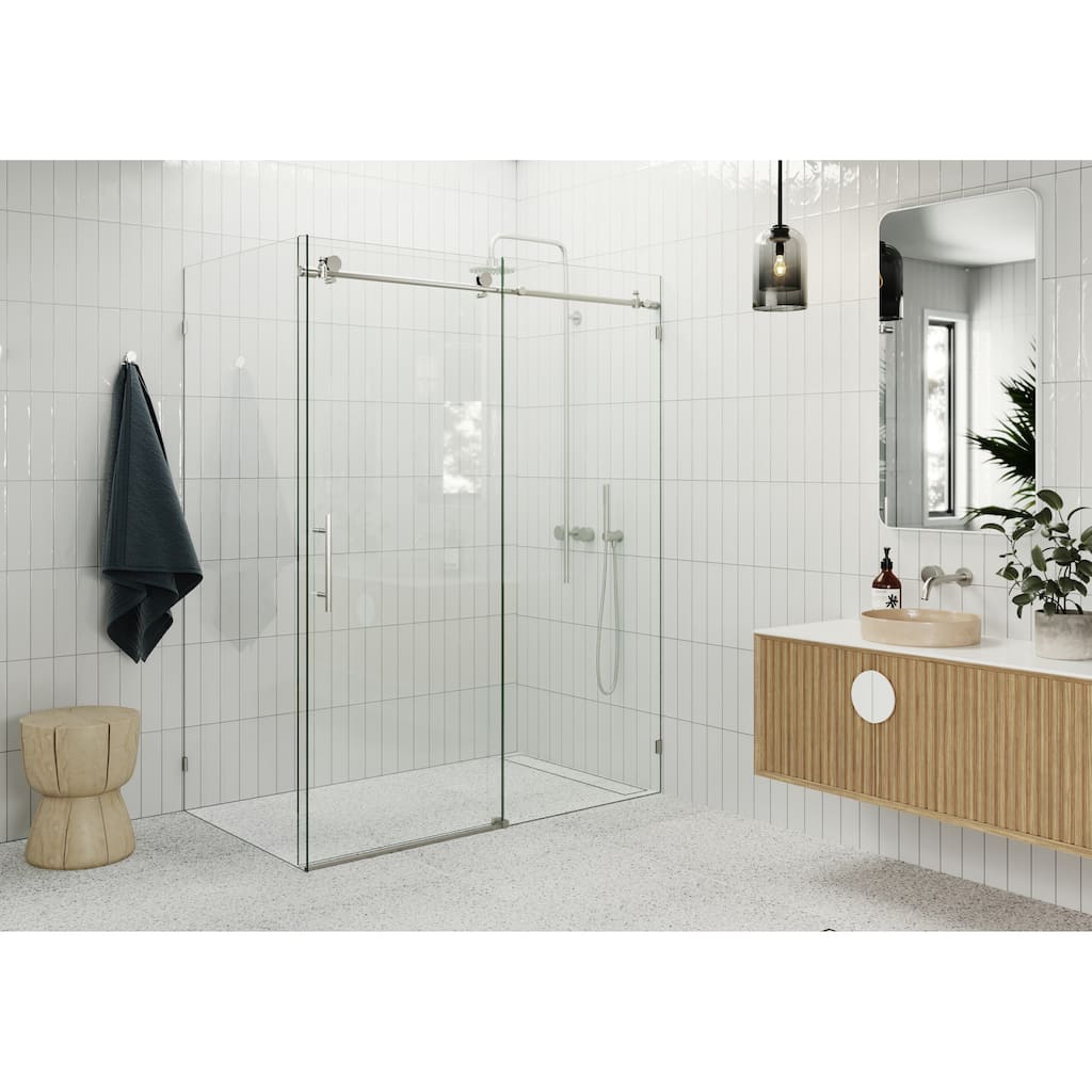 Nova 64 in. x 40 in. x 78 in. Fully Frameless 90-degree Slider Shower Enclosure