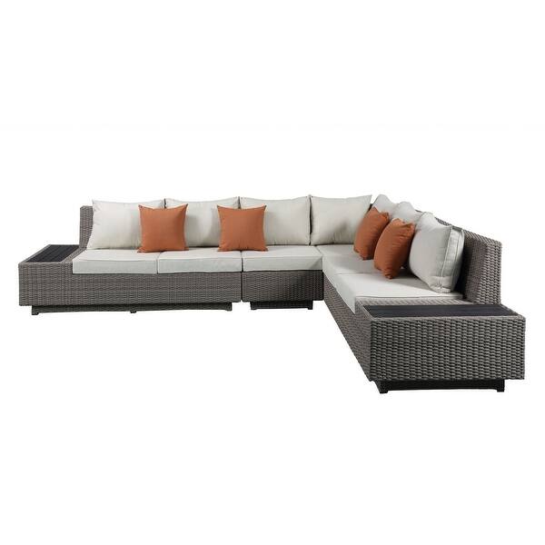 Beige Modular L Shaped Three Piece Corner Sectional With Console Beige Modular L Shaped Three Piece Corner Sectional With Console