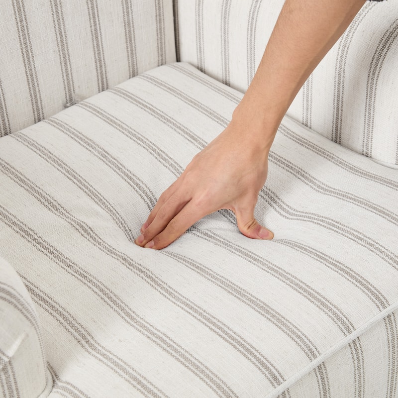 Linen Accent Chairs Nailhead Trim Armchairs with Wooden Legs