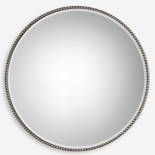 Antique Beaded Round Wall Mirror - 40" - Silver