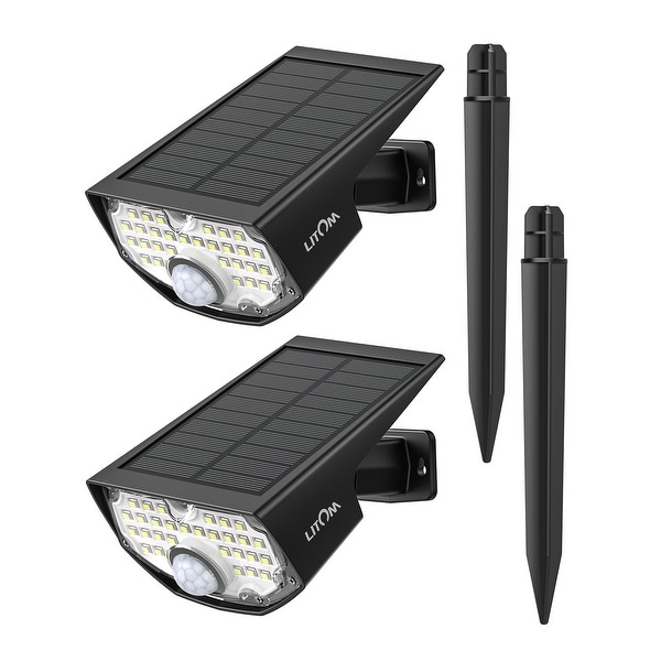 Litom 2pc 30 Led Solar Lights Landscape Spotlights Waterproof 2 In 1 Solar Wall Light Wireless Outdoor With Pir Motion Sensor Overstock 30020499