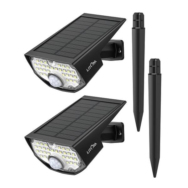 Litom 2pc 30 Led Solar Lights Landscape Spotlights Waterproof 2 In 1 Solar Wall Light Wireless Outdoor With Pir Motion Sensor Overstock 30020499