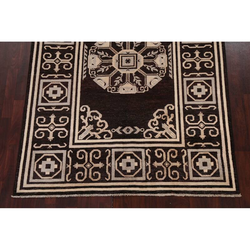 Vegetable Dye Gabbeh Kashkoli Wool Area Rug Hand-knotted Office Carpet - 5'7" x 7'9"