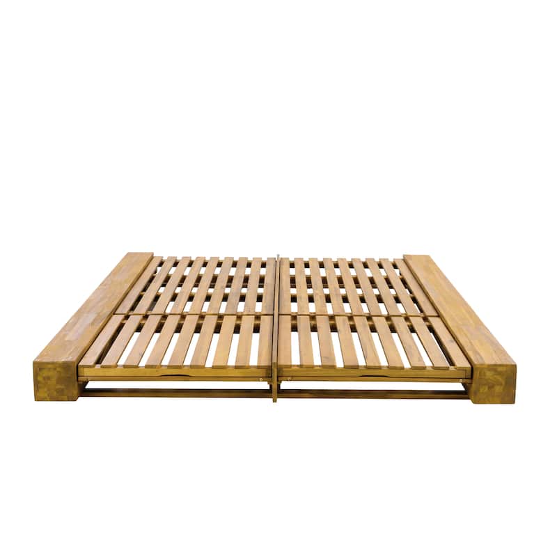 Christopher Knight Home - Thalric Outdoor Acacia Wood Double Chaise Lounge with Adjustable Backrest and Optional Cushions