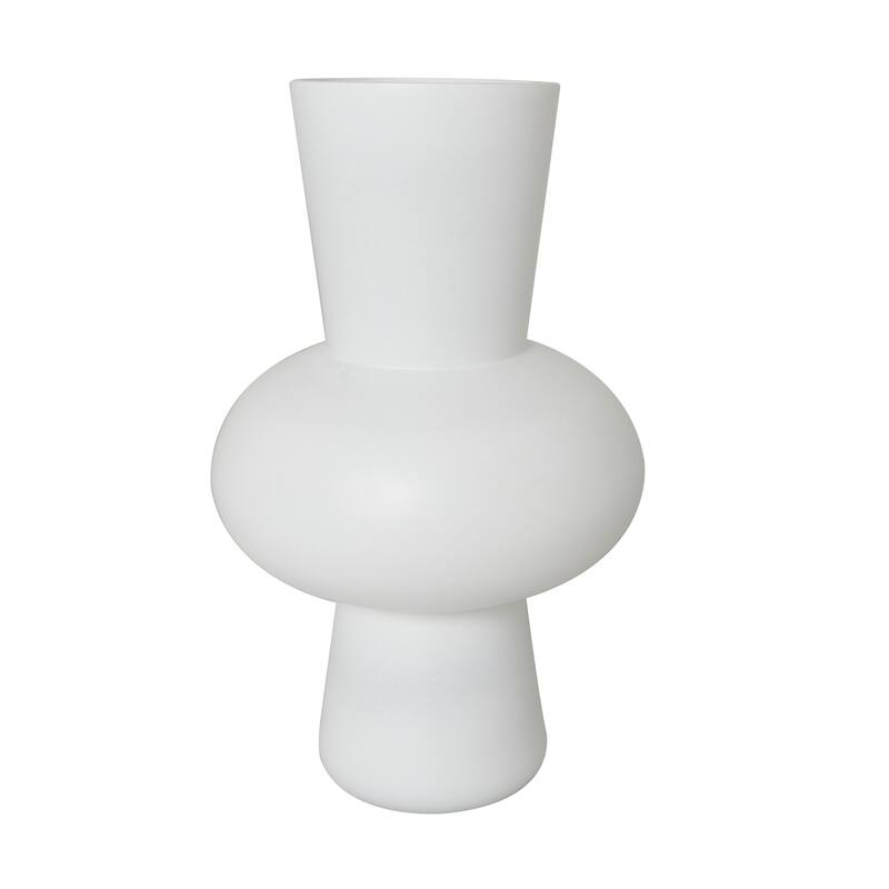 Black or White Glass Trumpet Vase with Wide Rounded Center (Set of 2)