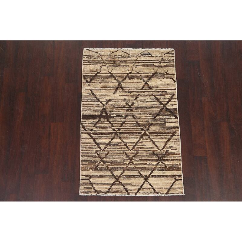 Contemporary Gabbeh Kashkoli Area Rug Handmade Oriental Wool Carpet - 3'2" x 4'10"