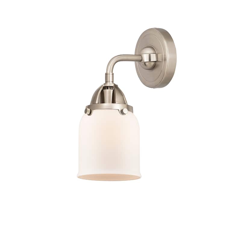 Innovations Lighting Nouveau 2 Bell - 1 Light 5" Sconce - Matte White/Brushed Satin Nickel