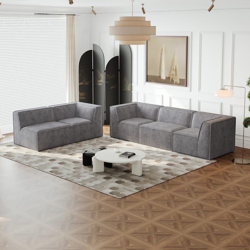 106"x106" Chenille Modular L-Shaped Sectional Sofa (5-Piece)