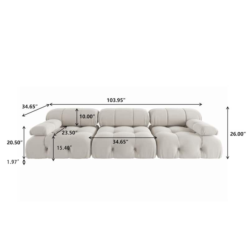 Modern Sectional Sofa Velvet Couch with 3/4 Seats.