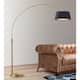 Orbita 81"H LED Dimmable Retractable Arch Floor Lamp, Bulb included, Antique Brass Finish - Empire Black/Gold Shade