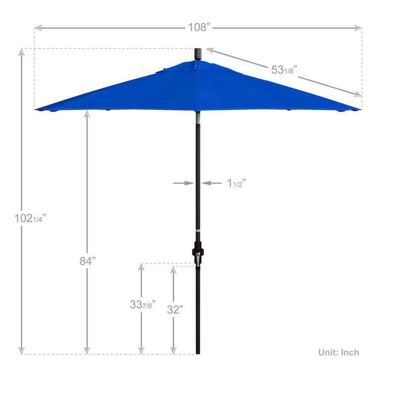 California Umbrella 9' Rd Patio Umbrella Bronze Aluminum Frame Fiberglass Ribs Crank Lift Collar Tilt Sunbrella