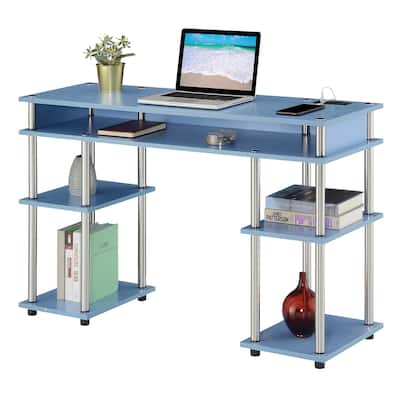 Student Desk with Charging Station - No Tools Assembly, Home Office Desk, Modern Study Table, Stylish Storage Solution