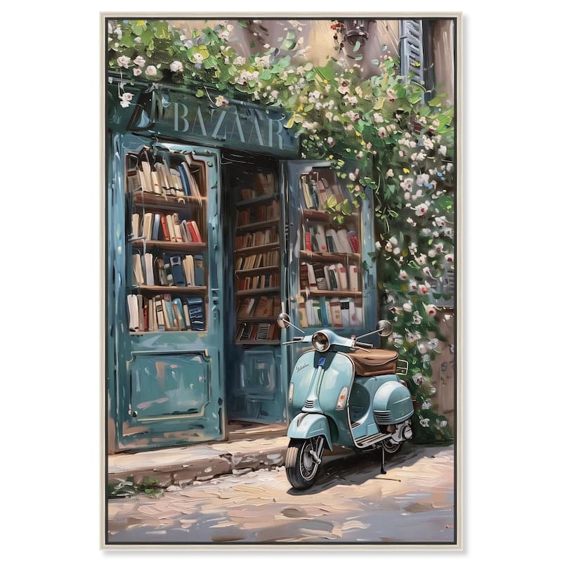 Quaint Bookstore Canvas by Art Remedy - Silver - 24" x 36"