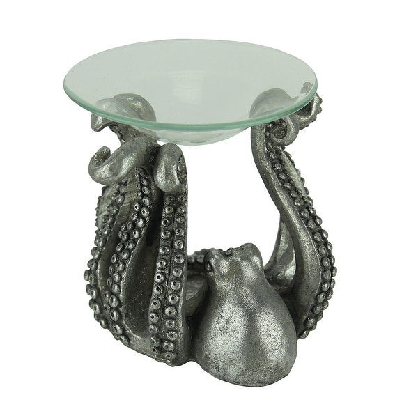 Silver Finish Octopus Tea Light Incense Oil Warmer - 4.25 X 5 X 4.5 inches