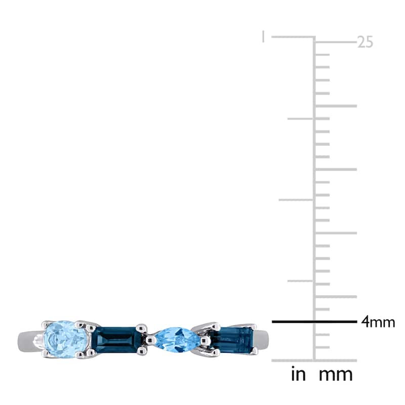 Miadora Multi-Gem Four Stone Ring Sterling Silver