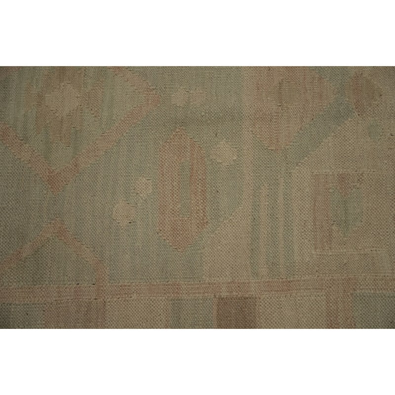 Hand Woven Oriental 100% Wool Carpet Southwestern Tribal Green Kilim Area Rug - 6' 4'' X 4' 9''