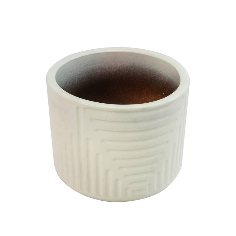 Milky White Ceramic Planter - 16 Inch Square Modern Flower Pot with Drainage Hole & Glossy Finish