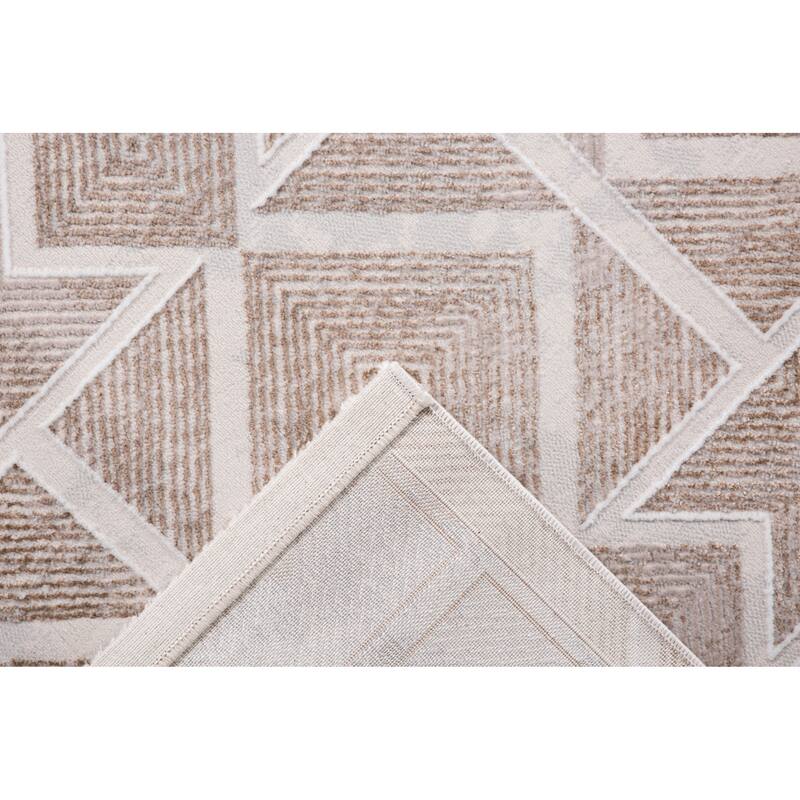 Elite Collection Grey/Beige Transitional Geometric Area Rug