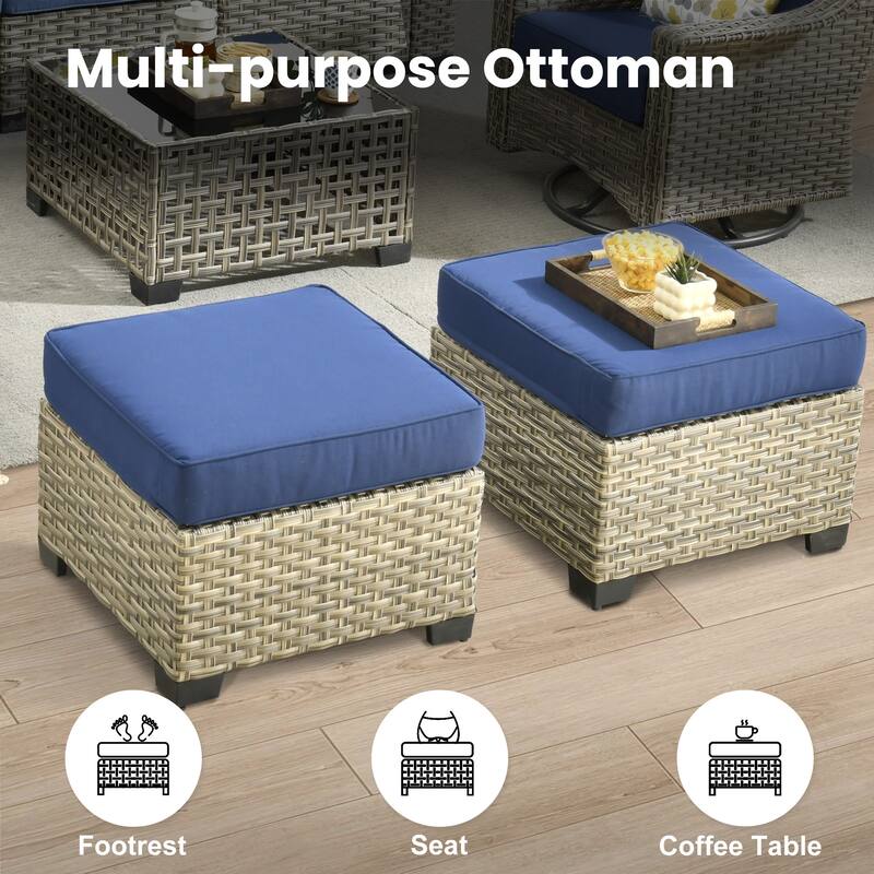 XIZZI 7 Pieces Patio Furniture Wide Armrest Conversation Sofa Set with Ottomans