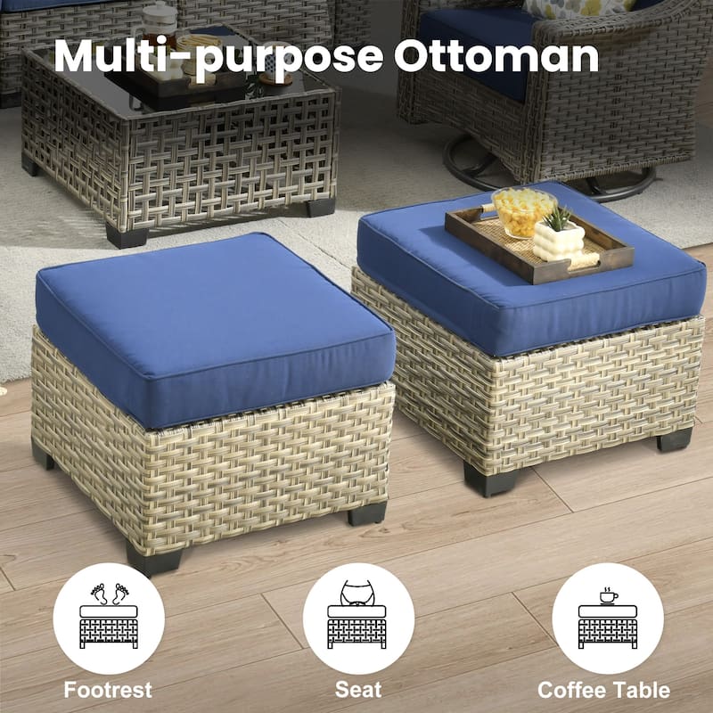 XIZZI 8-piece Outdoor Grey Wicker Furniture Conversation Set