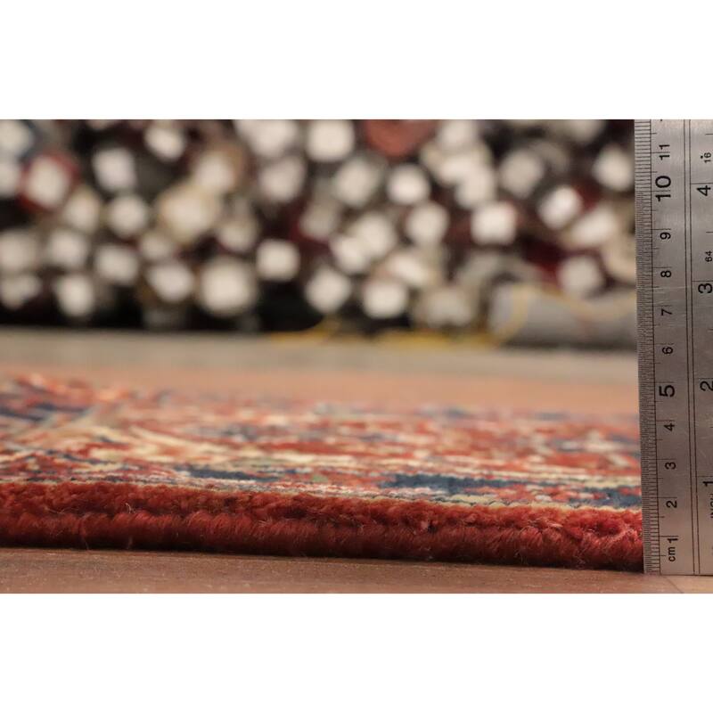 Hand Knotted Oriental 100% Wool Carpet Traditional Medallion Oranges & Rust Heriz (serapi) Area Rug - 3' 0'' X 2' 0''